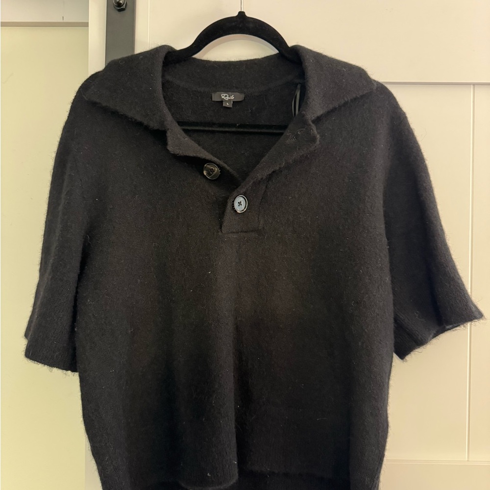 Rails Black Short-Sleeve V-Neck Polo Sweater